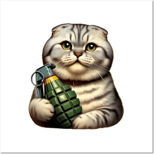 Cat and Grenade Posters and Art